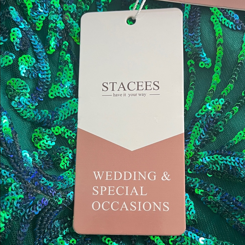 Stacees Emerald Sequin Mini Dress - Picture 3 of 6